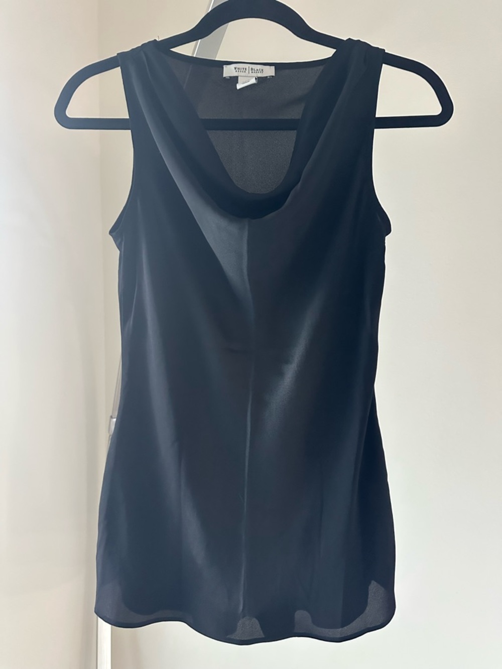 White House Black Market Black Sleeveless Draped-Neck Tank